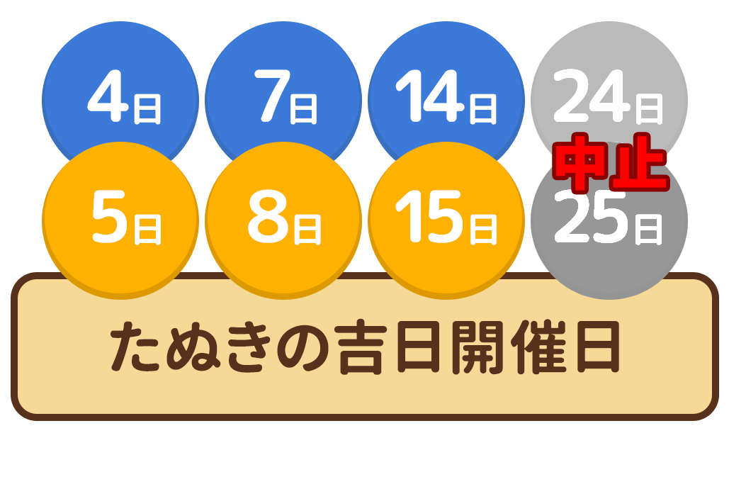 たぬきの吉日開催日