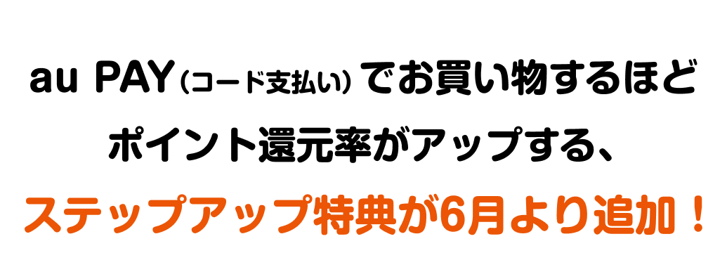 au PAY（コード支払い）でお買い物するほどポイント還元率がアップする、ステップアップ特典が追加！