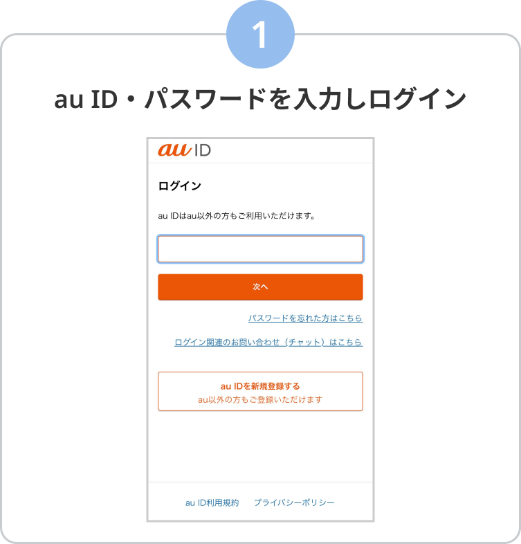 1. au ID・パスワードを入力しログイン