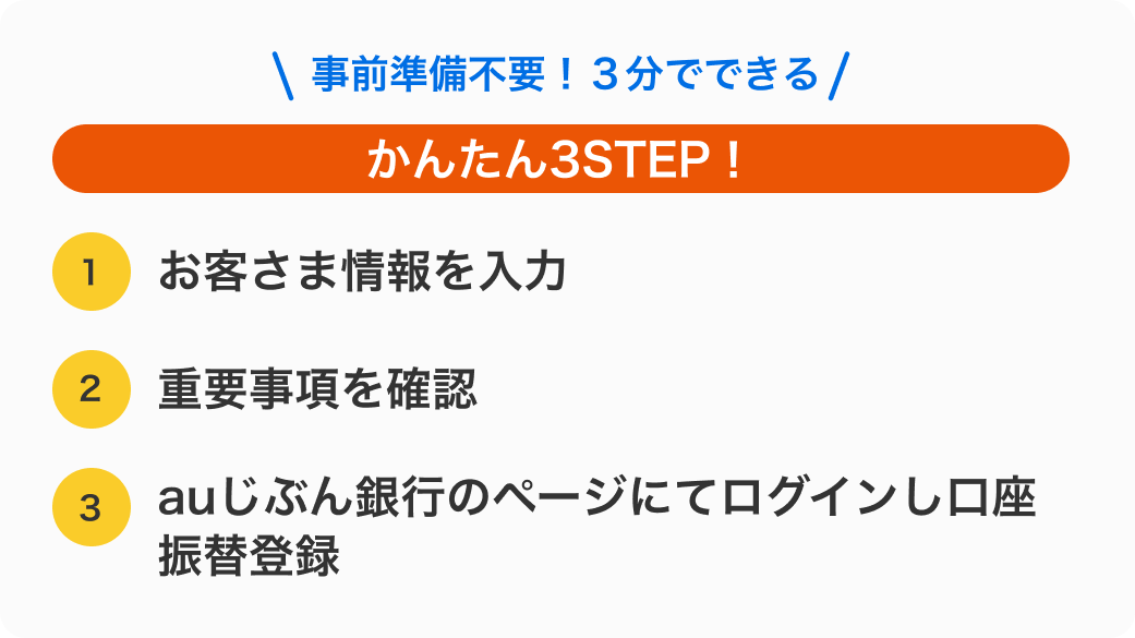 事前準備不要！３分でできる かんたん3STEP！